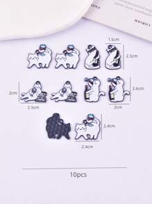 10pcs Mixed Cat Design Wine Glass Drip Oil Zinc Alloy Jewelry Pendant, Earring, Necklace Accessories
