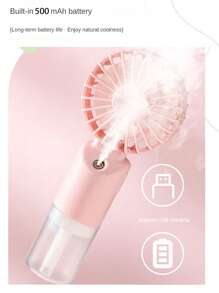 Mini ventilateur brumisateur portatif, ventilateur électrique portable, réglable à 2 vitesses, ventilateur de bureau pour l'été, humidification et rafraîchissement, convient pour l'intérieur/extérieur, camping, ventilateur rechargeable pour étudiant