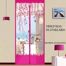 1 Set Magnetic Mosquito Door Curtain | Summer Fly Screen With Floral Butterfly Pattern, Easy Installation - Effectively Blocks Mosquitoes And Repels Insects, 1 Piece Magnetic Mesh Curtain With Push Pins, Mosquito Proof - Multicolor - View 17