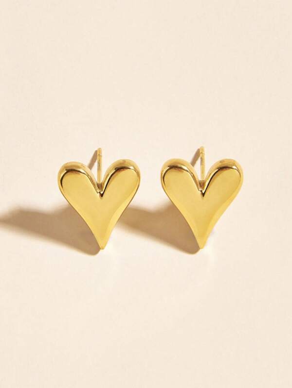 Simple And Luxurious Love Stainless Steel Earrings With Sweet Charm For Women's Daily Jewelry Matching