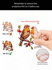 1 Stück 2D bedruckter, leuchtender Rotkehlchen Acryl Fensteranhänger - Dekoration für Garten/Außenbereich, farbenfroher Fensterschmuck (7,48 Zoll/19 cm) mit realistischem Vogel und roten Beeren, perfekt für Garten, Veranda, Wohnzimmer Dekoration, Einweihungsgeschenk und Geburtstagsgeschenk für Freunde und Familie