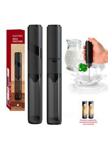 Brutelle 1pc Handheld Milk Frother, Milk Foamer, Coffee Mixer, Strong & Fast Foaming, High-Quality Stainless Steel Battery-Operated, Portable Milk Foaming Device, Suitable For Home, Restaurant, Cafe And Coffee Corner - Black - View 1