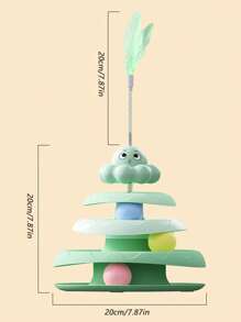 1 件 3 层旋转宠物逗猫玩具，益智轨道塔猫玩具，适用于室内猫互动球玩具，羽毛棒玩具