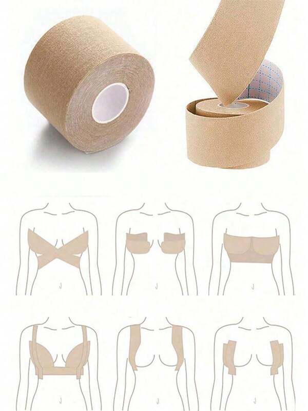 1 pieza Cinta adhesiva invisible para levantar el busto de 5 cm x 5 m color caqui, cinta de levantamiento muscular, moldeador de Body perfecto y cómodo, ropa interior y accesorios