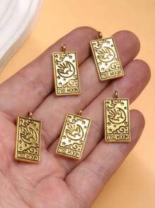 5pcs Vintage Tarot Card Charms, Alloy Pendants For DIY Necklace Bracelet Jewelry Making, M842