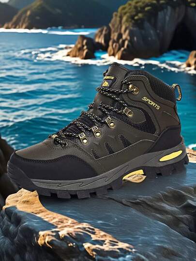 Men's High-Top Hiking Boots, Outdoor Wear-Resistant Anti-Slip Waterproof Hiking Athletic Shoes, Men's High-Quality Brand Original Fashion Casual Hiking Travel Shoes