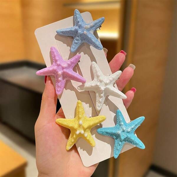 1 Peça Presilha de Cabelo com Desenho de Estrela do Mar, Presilha de Cabelo da Praia para Mulheres, Acessório de Cabelo da Praia
