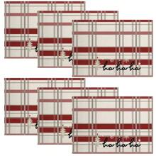 4/6 Stücke Weihnachtsbaum Tischsets, mit roten, weißen und karierten Mustern, robustes Material, geeignet für Küche, Esszimmer, Innen-/Außen Feiertagsdekoration, Thanksgiving und Weihnachten