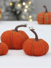 1 Peça Decoração de Abóbora em Tecido de Malha Preenchida com Espuma de PP, Ornamento de Mesa para Decoração de Colheita, Ação de Graças, Halloween, Presente de Feriado, Decoração de Casa de Outono, Decoração de Quarto