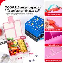 Large Capacity Plastic Student Bento Box, Leak-Proof Lunch Box, 3-Compartment Design, Back To School Supplies (Utensils Not Included)