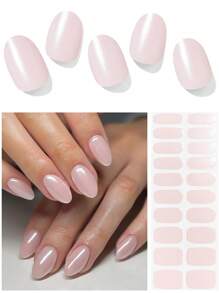 Autocollants de gel pour ongles précuits | 20 autocollants de gel pour ongles roses à paillettes | Le kit d'art pour ongles en gel semi-cuit convient pour la décoration des ongles à la maison