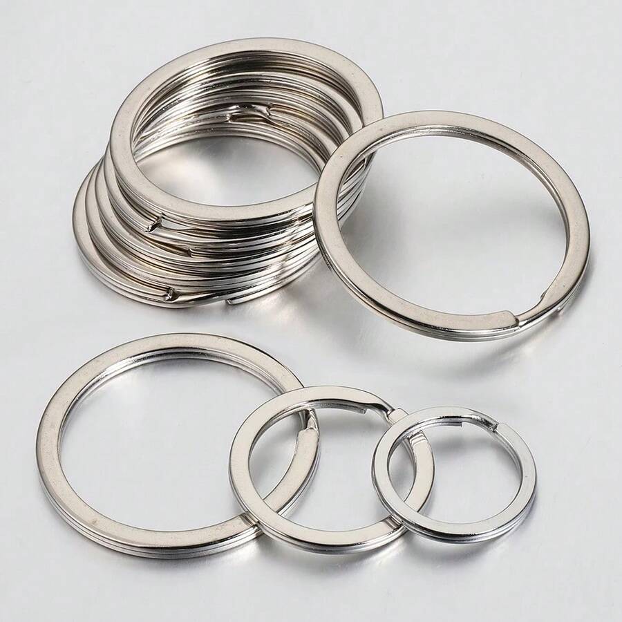 20pcs Flat Metal Key Rings Split Keychain Accessories Suitable For DIY Key Case, Bag Hanging Decor - Split Circle - View 1