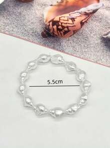 6pcs Fashion Charm Teenage Ocean Series Conch Shell Starfish Faux Pearl Beaded Bracelet, Multilayer Elastic Rope Elegant Bracelet Accessories