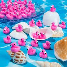100pcs Mini Resin Flamingo & Duck Figures, Adorable Flamingo Statues For Cake Decoration, Garden, Toy House, Aquarium Decor, DIY Crafts