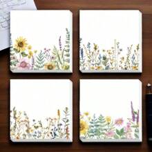 1 Piece Of Wildflower Square Sticky Notes, Suitable For Offices, Schools, And Homes - Flower Design, Paper Material, Ideal For Organization And Reminders, Office Supplies | Flower Stickers | Durable Adhesive