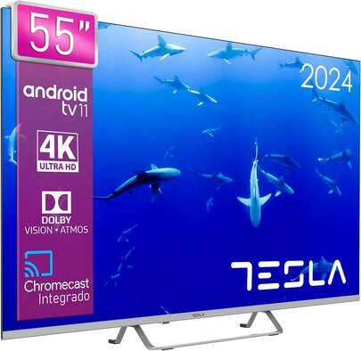  TESLA - Smart TV de 55" (127cm), Televisión Resolución UHD, Android TV 11, Hey  Official Assistant, WiFi & Bluetooth, 2 Altavoces 12W, Chromecast Integrado, HDR10 3.840x2.160 (55E635SUS) - 2024 ✅ Entrega 24/72h a España (península)