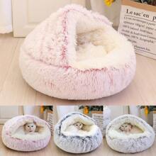 Pet Dog Cat Bed Round Plush Kitten Warm Sleeping Nest Bed Cat Cave House