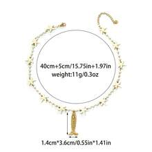 Mazuer 1pc 18K Gold Plated Starfish, Shell, Octopus Pendant Beaded Necklace, Bohemian Style Stainless Steel Jewelry For Women, Suitable For Vacation And Daily Wear, Layering Accessory - Yellow Gold - View 12