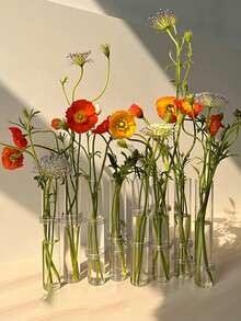 1 Set 6/8pcs Transparent Glass Vase,Hydroponic Vases For Fresh Flowers And Plants,Foldable Vase Design,Home Decor,Room Decor, Bedroom Decor,Table Decor,Living Room Decor, Garden Decor,Wedding Decoration,Holiday Gifts Flower Vase