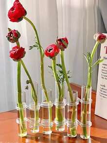 1 Set 6/8pcs Transparent Glass Vase,Hydroponic Vases For Fresh Flowers And Plants,Foldable Vase Design,Home Decor,Room Decor, Bedroom Decor,Table Decor,Living Room Decor, Garden Decor,Wedding Decoration,Holiday Gifts Flower Vase