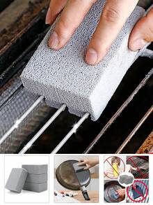 3 Pcs Barbecue Cleaning Bricks, Barbecue Scraper, Multi-Function Decontamination And Oil Cleaning Brush, Outdoor Picnic Cookware Barbecue Tool Accessories,Scoring Stone For Stove Cleaning, Heavy Duty Cleaning Brick,ScoringStone For Stove Cleaning, Pumice Stone For Grill Cleaning Cleaning Tools, Suitable For Stoves, Sinks, Tableware, Frying Pans, Barbecue Net Cleaning, Kitchen, Bathroom, Home, Barbecue, Swimming Pool, Grill - Grey - View 2