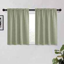 Local Delivery Black Blackout Curtains 63 Inch Length, Room Darkening Thermal Insulated Noise-Reducing Black Out Curtains For Bedroom Living Room Windows, Back Tab Rod Pocket, W52 X L63 Inches, 2 Panels - Sage Green - 查看 8