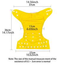 1/7pcs Reusable & Washable Cloth Diaper Pants, Soft Thermal Lined, Breathable Baby Diaper Pants, Training Pants - Multicolor - View 6