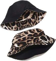 Reversible Bucket Hat For Women, Cute Beach Fisherman Style - Leopard - View 6