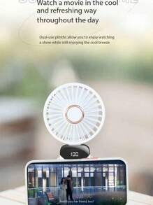 1 pieza Mini ventilador de mano USB unisex, esencial de verano, a juego de colores, de pie, plegable, de 5 aspas, 5 velocidades, silencioso, con indicador de batería, adecuado para exteriores, camping, viajes, playa, deportes, oficina, escuela, fiestas en la piscina, uso diario