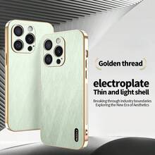 غطاء هاتف فاخر من جلد أصلي خالص مطلي بالذهب، حافة مصنوعة من مادة التي بي يو، قوي ومقاوم للخدش، فتحة كاميرا دقيقة، تركيب سلس، متوافق مع العديد من علامات الهواتف