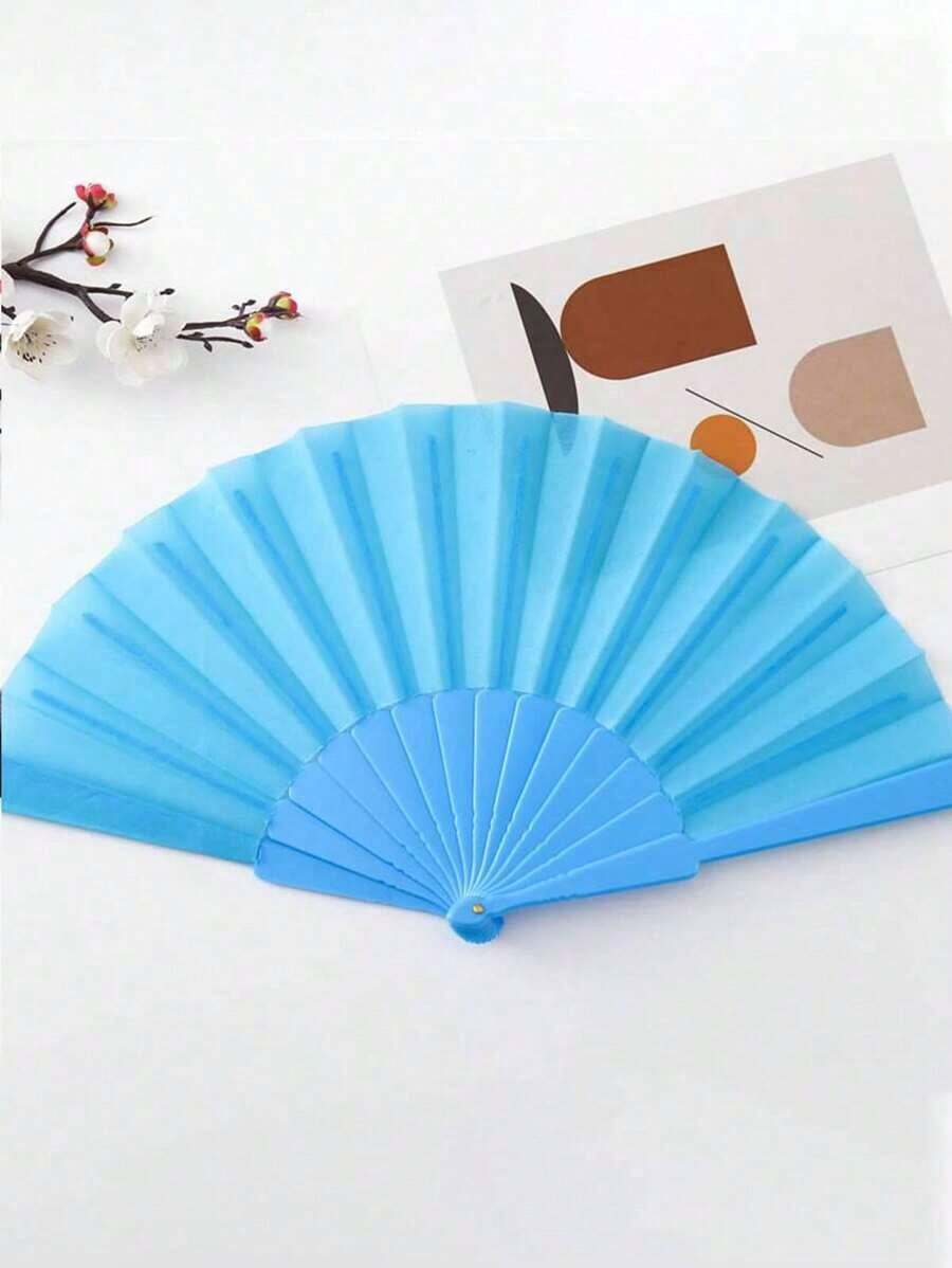 Large Elegant Black Folding Hand Fan With Sound - Nylon Fabric, Nostalgic Design For Kung Fu, Tai Chi, Dance And Sports Performances - The Perfect Gift For Men And Women Summer Cooling,Beach,Travel - 藍色 - 查看 1