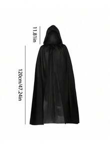 1件男女通用连帽斗篷，万圣节圣诞节派对服装披风，成人角色扮演服装，适合万圣节和圣诞节派对 - 彩色 - 查看 11
