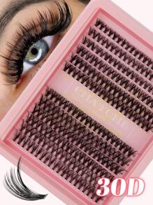 240 piezas Conjunto de extensiones de pestañas falsas con rizo D, mezcla múltiple de 10D+20D+30D pestañas postizas gruesas y tupidas, mechones de pestañas suaves, con maquillaje natural para ojos, longitud de 8-16mm apta para fibra de mink fina e impermeable con efecto 3D, adecuada para maquillaje natural, dramático y diario, kit de racimos de pestañas postizas para cosplay.