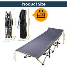 Folding Camping Cot For Adults Portable Camping Bed Cot With Mattress & Carry Bag Heavy Duty Padded Sleeping Cots For Home Office Nap Outdoor Camping Travel Max Load 440LBS, Grey