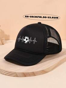 1Pc Children's Football Printed Baseball Cap With Drawstring Mesh Breathable Sunshade Fashionable Baseball Cap Truck Driver Baseball Cap,Suitable For Outdoor Activities And Sports