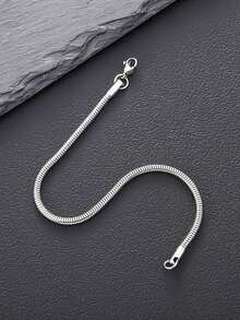 1pc Stainless Steel Round Snake Chain Bracelet, Classic Minimalist Men Jewelry, Stackable, Hip-Hop Style - Snake Chain - View 1