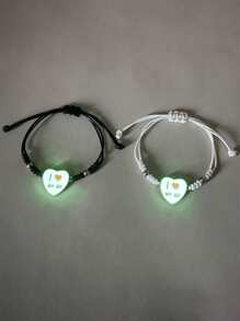 ATLVXJL 2 pièces Ensemble de bracelets lumineux pour couples "J'AIME MON PETIT AMI" et "J'AIME MA PETITE AMIE", ensemble de bijoux de mode décontractée, cadeau pour les couples, convient pour un port quotidien et les jours fériés (Saint-Valentin, Halloween)