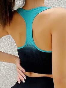 Top Deportivo Mujer Brasier Para Yoga Sujetador Correr Moda Ropa Interior Deportiva Push Up Transpirable Y Cómoda - Azul cielo - Ver 2