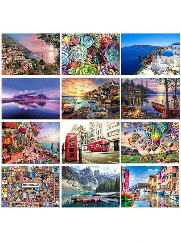 1 Box 1000 Pcs High-Quality Adult Puzzles, Landscape, Painting, Succulent Theme, 27.56 X 19.68 Inch/70 X 50 Cm, Large Size White Cardboard Jigsaw Puzzle Toys, Suitable For Adult Educational, Intelligence-Developing, And Stress-Relieving Family Game, Ideal For Home, Living Room, Office Decor, And Holiday Gifts