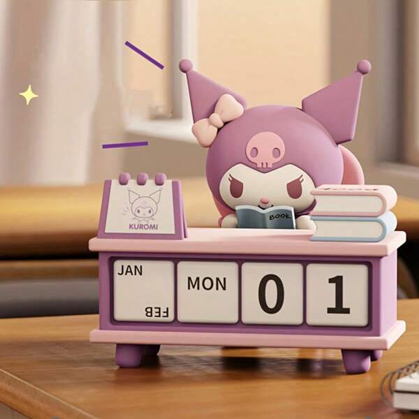 Sanrio 1pc Sanrio Pochacco Desk Calendar - Cute Cartoon Dog Design, Suitable For Office Or School Decor, Blue & Yellow Color, English Text, Made Of Synthetic Rubber, Dog Decor