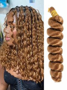 16 英寸编织法式松散卷曲钩针头发，锈棕色活力法式卷曲编织接发 - 预拉伸，1 包高温松散波浪卷曲编织接发，适合女性自然造型圣诞新年狂欢节音乐节使用 - 彩色 - 查看 9