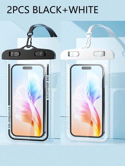 通用防水手机袋 - 荧光防水外壳兼容 15 14 13 12 11 Pro Max XS Plus 兼容三星 Galaxy 手机（最大 7.0 英寸）防水手机干燥袋海滩度假必备品，适合夏季度假、潜水、游泳、沙滩手机壳