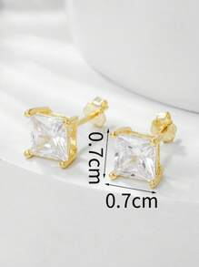 ELSEDES 1 Paar S925 Sterlingsilber Ohrstecker mit eingefasstem funkelndem quadratischem Edelstein, zeigt persönlichen Charme, hochwertiger Schmuck geeignet für Alltag, Partys, Jahrestags-Outfits von Frauen