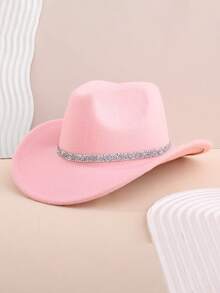 1 pieza Sombrero vaquero de mezclilla para niños, sombrero de fieltro suave de unicolor, sombrero vaquero occidental para adolescentes, adecuado para festivales, fiestas, salidas - Estilo 1 - Ver 8