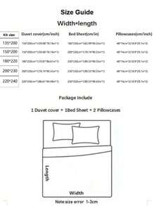 Juego de ropa de cama para dormitorio de 4 piezas (1 funda de edredón + 1 sábana + 2 fundas de almohada), de tela suave y amigable con la piel, con envoltura antideslizante de 360 grados, sin blanqueadores ópticos, transpirable, absorbente, duradero, lavable, cálido, adecuado para dormitorio, habitación de invitados, dormitorio de estudiantes, habitación infantil, toda la familia