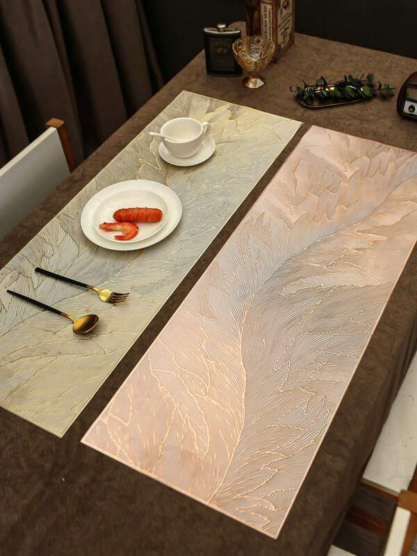 1-9pcs Floral Pattern Placemats & Table Runners Set, Washable, Easy To Clean, Wipe-Clean, Non-Slip, Heat-Resistant, Dining Table Mats, Holiday Wedding Party Festival Decor
