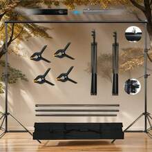 NEWKS Photo Video Studio 2x2m/ 6.5x6.5Ft (WxH) Adjustable Background Stand Backdrop Support System Kit With Carry Bag 4 Spring Clamps - Black - View 8