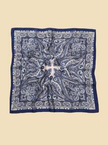 1 pièce Foulard carré imprimé cachemire pour femmes, bandeau en soie et foulard pour le cou pour une utilisation quotidienne