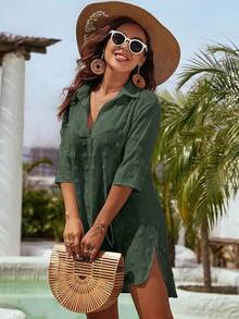 Women's Swimsuit Cover - Ups White Chiffon Bikini Swimwear Beach Dress Outfits Summer 6HQS - 軍綠色 - 查看 2
