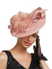 1pc Vintage Feathers Flower Arrow Fascinator Hat Women Church Kentucky Derby Fascinator Headband For Bridal Headwear Wedding Dress Hat Tea Party Accessories For Halloween Hair Accessories Women